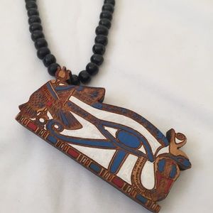 Evil Eye Wood Necklace